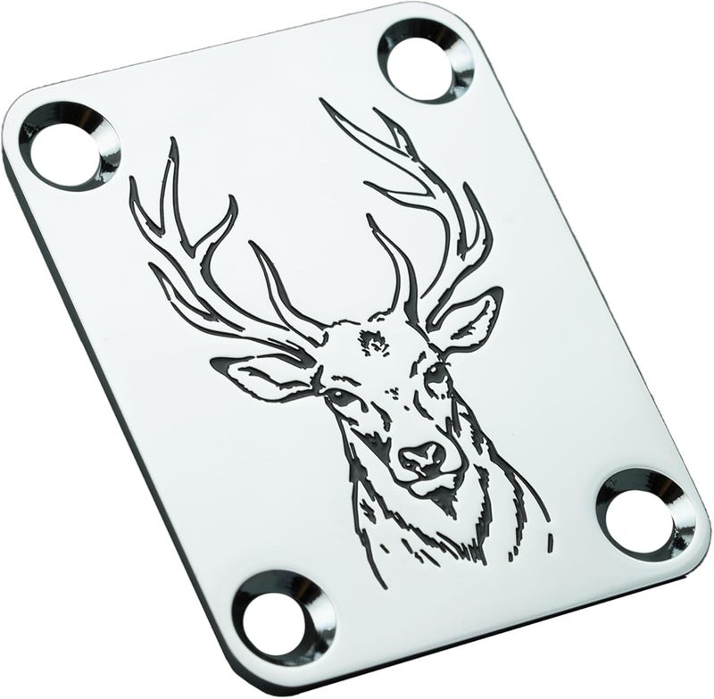 guyker Guitar Neck Plate, 4-Holes Stainless Steel Electric Guitar Bass Neck Joint Plate NeckPlate Replacement Part (GN003, Chrome) - Image 3